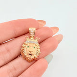 Dije León Corona 3.7gr / 1 in / Dos Oros Amarillo Blanco 18K