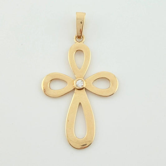 Dije Cruz Floreada 2.7gr / 1 1/2 in / Oro Amarillo 18K *