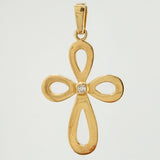 Dije Cruz Floreada 2.7gr / 1 1/2 in / Oro Amarillo 18K *