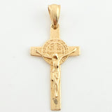 Dije Cruz Cristo San Benito 2.25gr / 1 1/4 in / Oro Amarillo 18K *