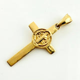 Dije Cruz Cristo San Benito 2.25gr / 1 1/4 in / Oro Amarillo 18K *