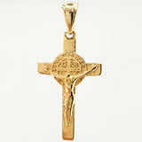Dije Cruz Cristo San Benito 2.25gr / 1 1/4 in / Oro Amarillo 18K *
