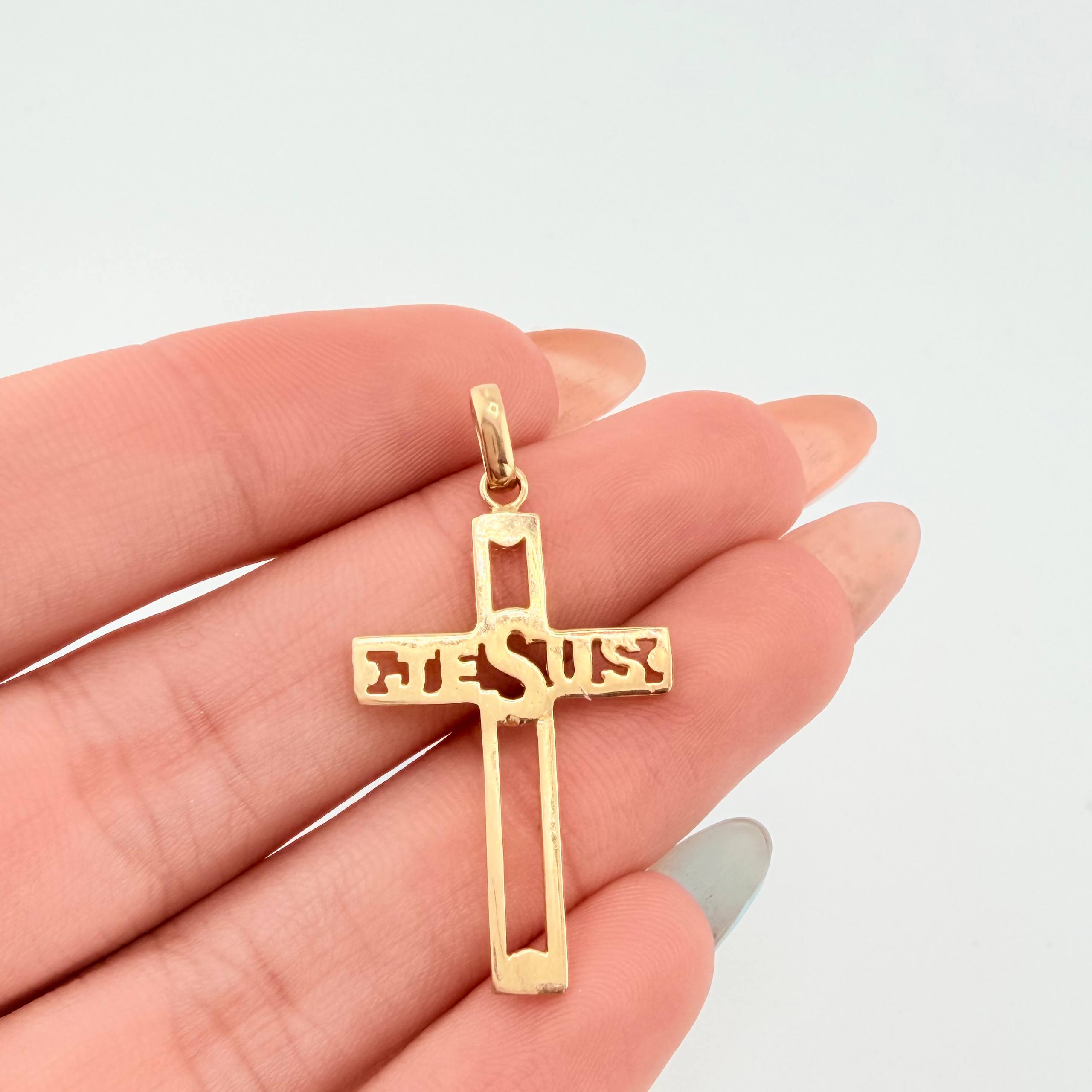 Dije Cruz Jesús 1.5gr / 1 1/2 in / Oro Amarillo 18K *
