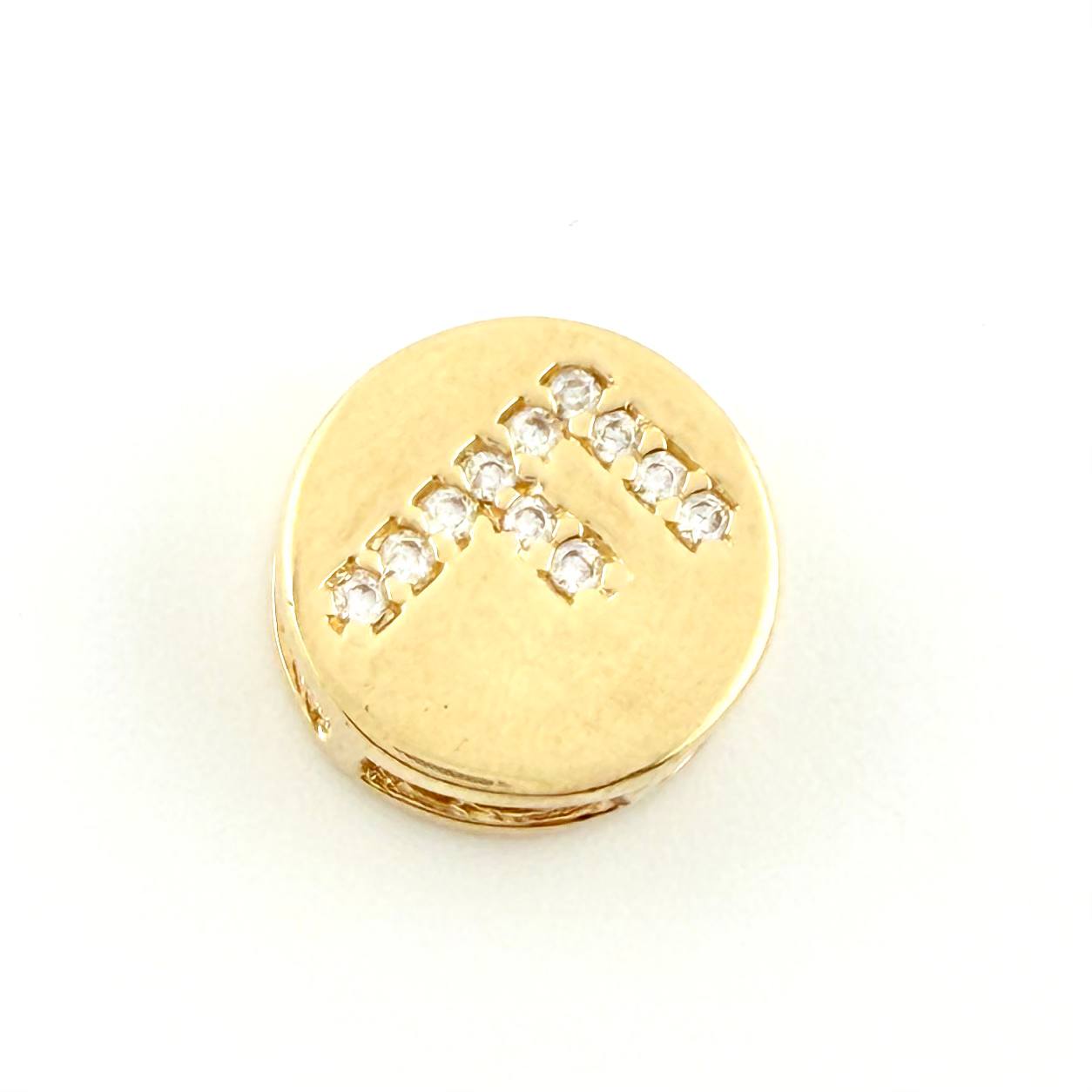 Dije Herraje Letra F 1.3gr / 1/2 in / Oro Amarillo 18K