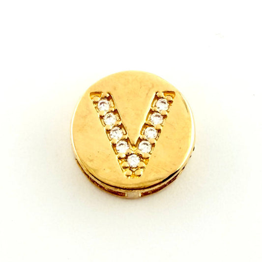 Dije Herraje Letra V 1.45gr / 1/2 in / Oro Amarillo 18K *