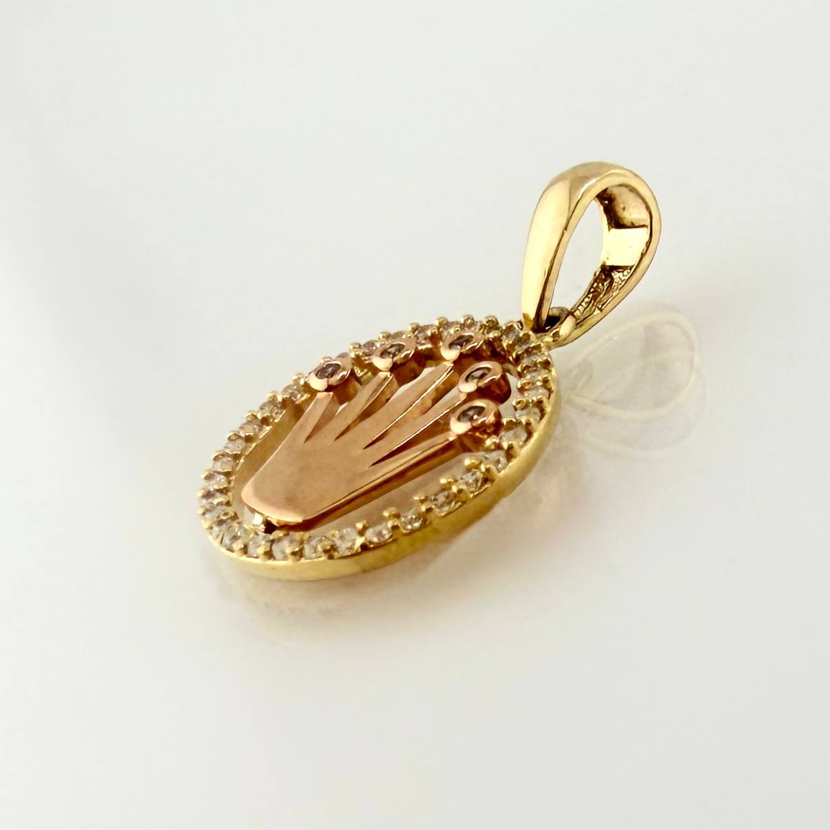 Dije Marco Circular Corona 1.6gr / 1 in / Dos Oros Amarillo Rosa 18K ©