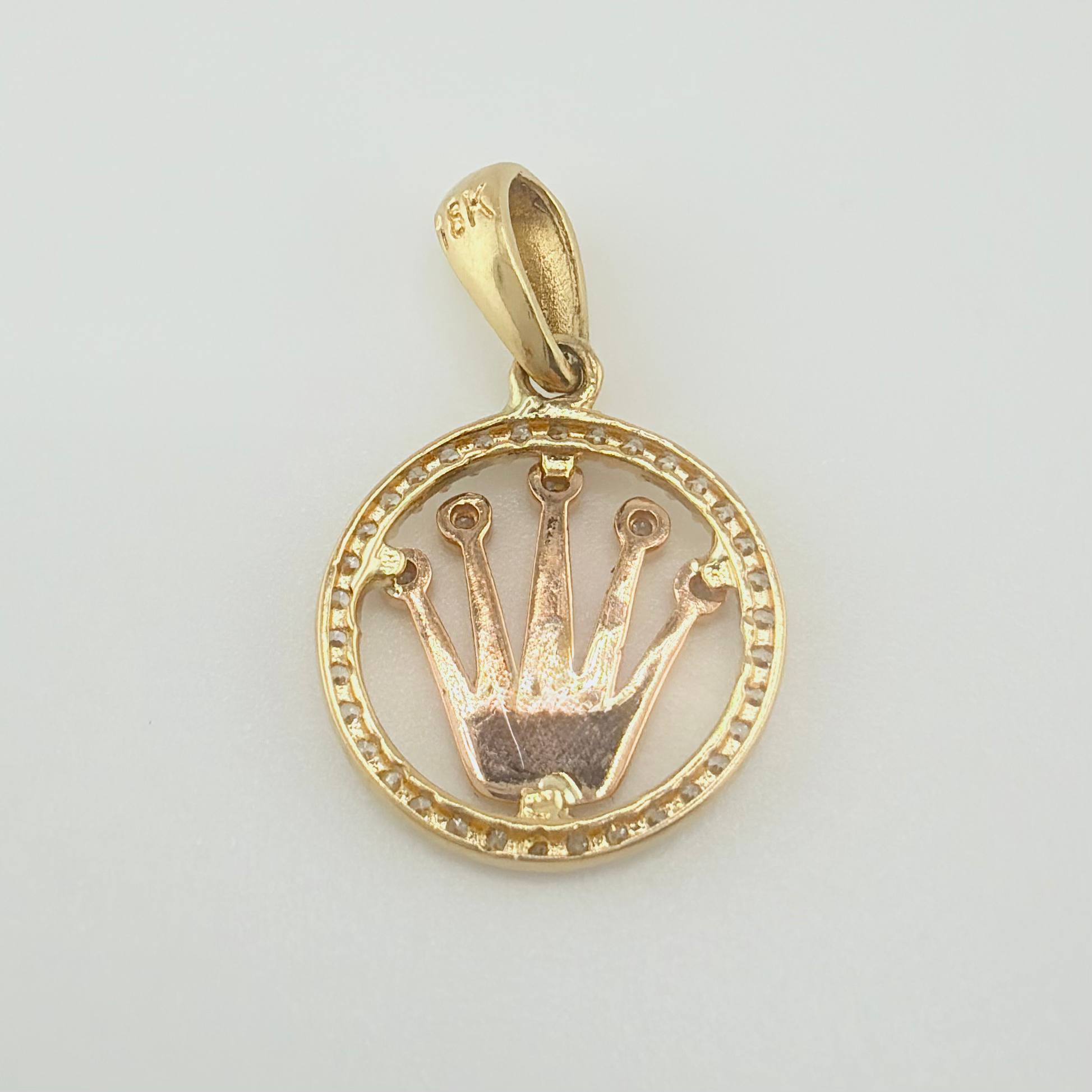 Dije Marco Circular Corona 1.6gr / 1 in / Dos Oros Amarillo Rosa 18K ©