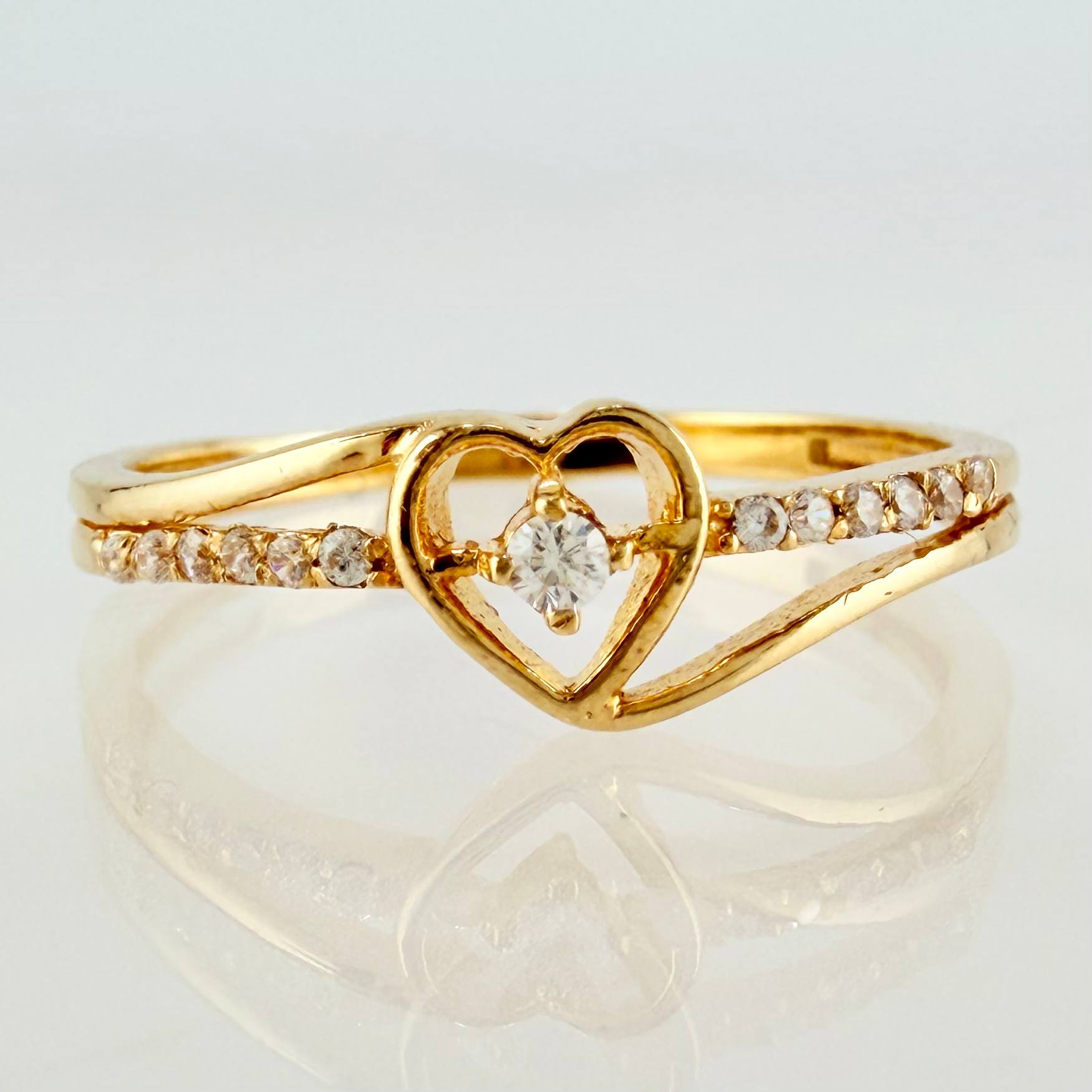 Anillo Corazón Senderos 1.7gr / T7 1/4 / Oro Amarillo 18K