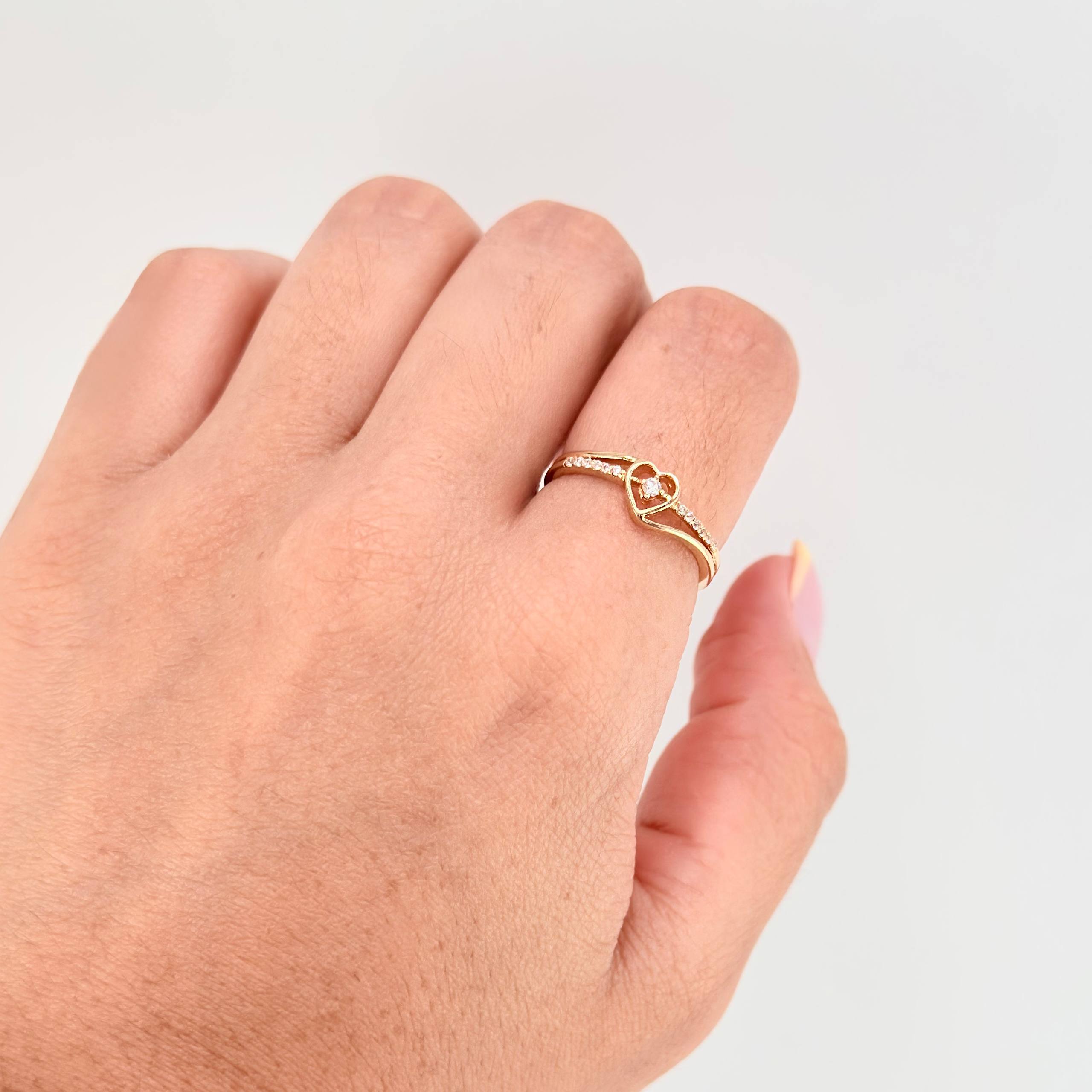 Anillo Corazón Senderos 1.7gr / T7 1/4 / Oro Amarillo 18K