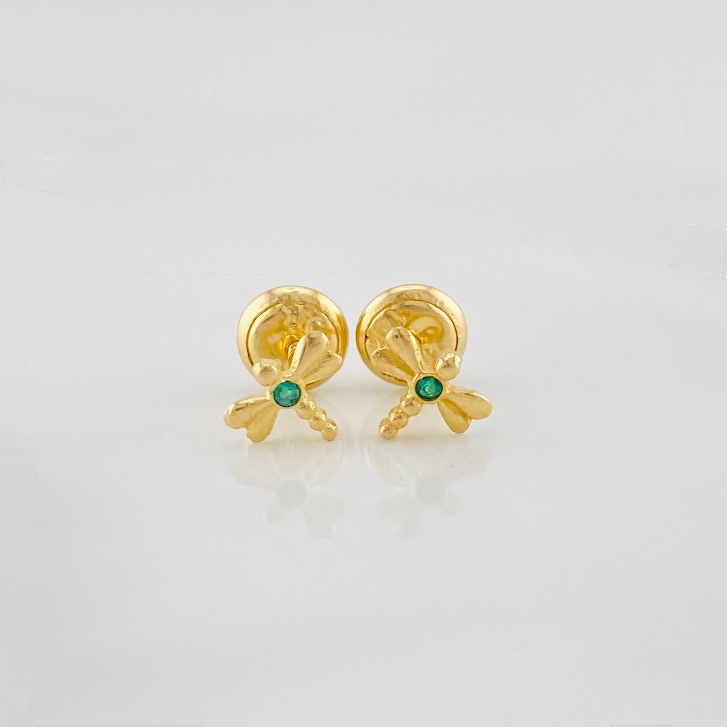 Stud Earrings Libélula 0.65 g / in / 6.3 mm Yellow Gold 18K