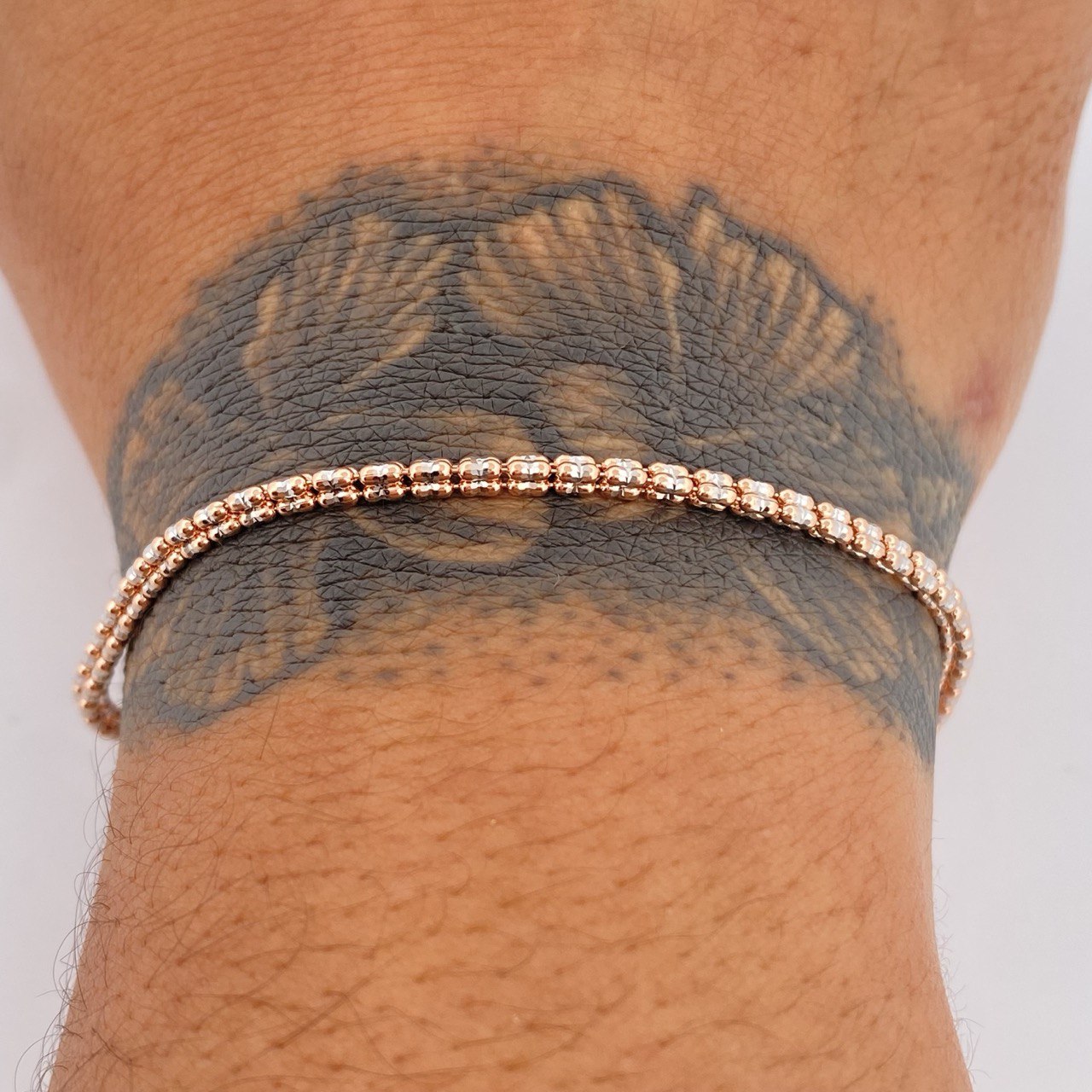 Ice Bracelet 4.7gr / 8in / Two-Tone White and Rose Gold +4 14K Italy $
