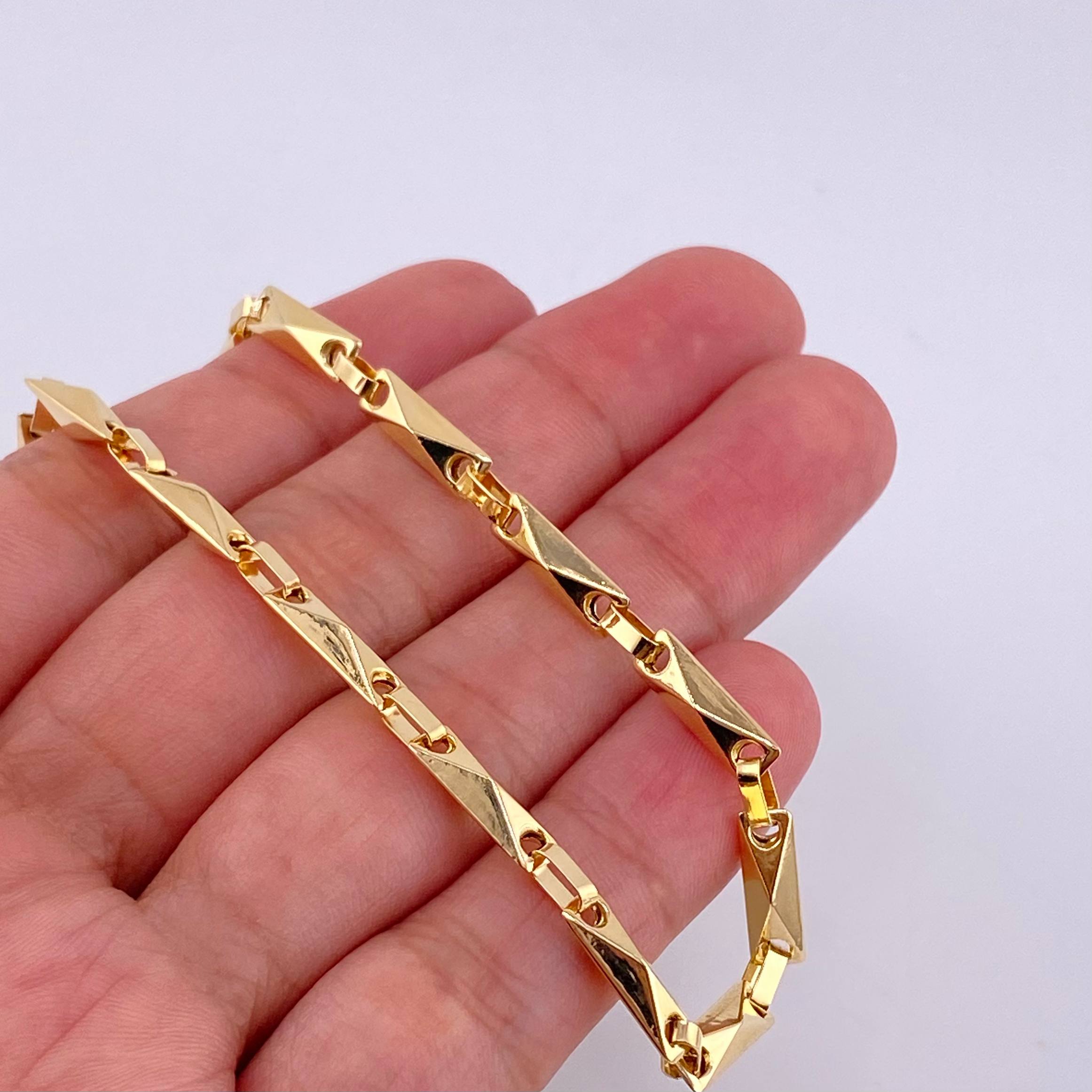 Rustic Bracelet Diamonds 4.8 g / 8 1/4 in / 3.8 mm Yellow Gold 18K
