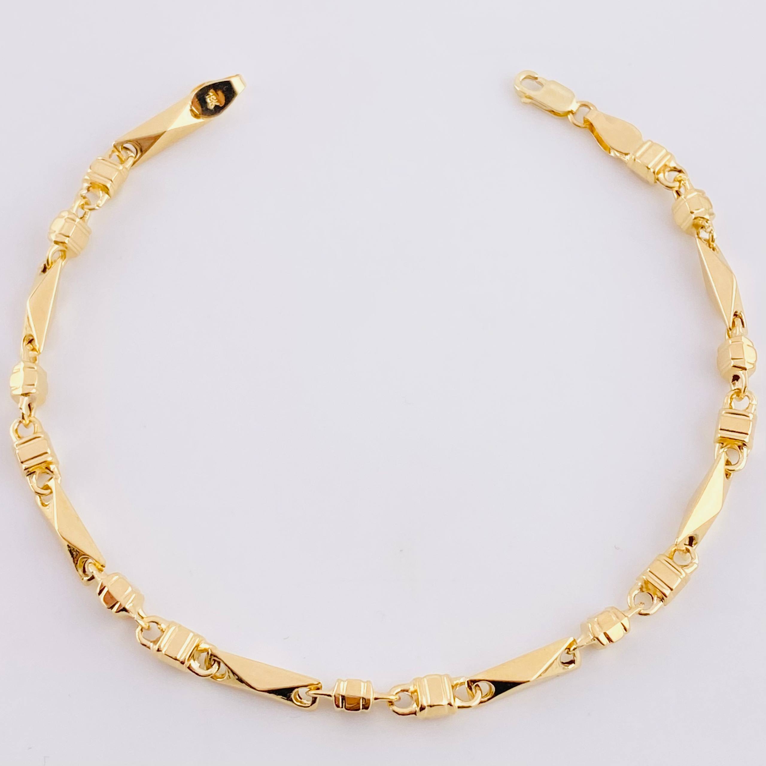Pulso Rustico Rombo Cubico 4.6 g / 7 3/4 in / 3.85 mm Oro Amarillo 18K