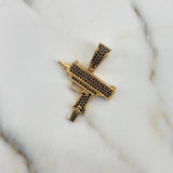 Dije Arma Mini Uzi 3.8gr / 2.6cm / Circones Negros Oro Amarillo 18K #