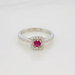 Anillo Halo Cuadrado Rubí 26 Pts 2.15 g / T6 1/2 Plata 925