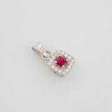 Square Halo Pendant Ruby 15 Pts 0.8 g / 1/2 in Silver 925