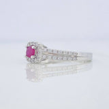 Square Halo Ring Ruby 21 Pts 1.75 g / T6 Silver 925