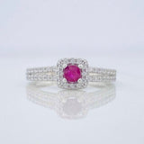 Square Halo Ring Ruby 21 Pts 1.75 g / T6 Silver 925