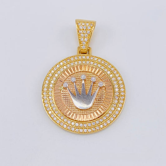 Dije Corona Circular 7.45 g / 1 1/2 in Tres Oros 18K