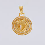 Dije Medalla Letra V 5.1g / 1 1/4 in Oro Amarillo 18K