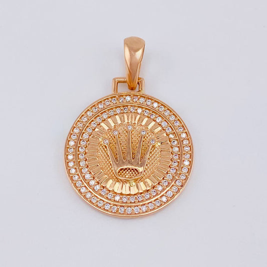 Dije Corona Circular 4.3 g / 1 1/4 in Oro Rosa 18K