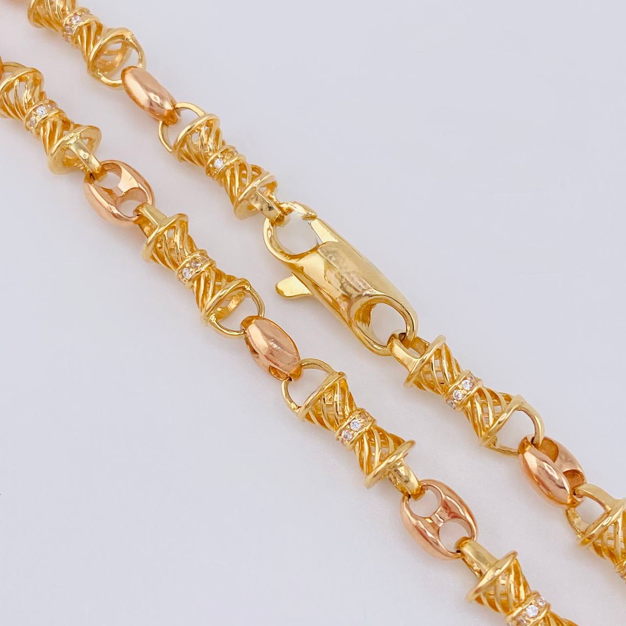 Cadena Rustica Gc 58.45 g / 25 1/2 in / 6.1 mm Dos Oros Amarillo Rosa 18K