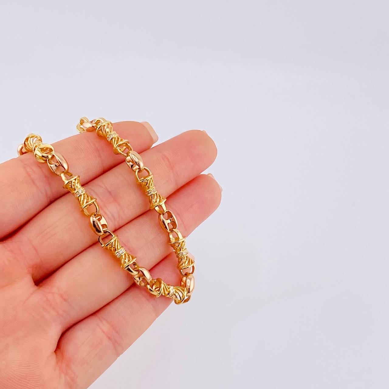 Cadena Rustica Gc 58.45 g / 25 1/2 in / 6.1 mm Dos Oros Amarillo Rosa 18K