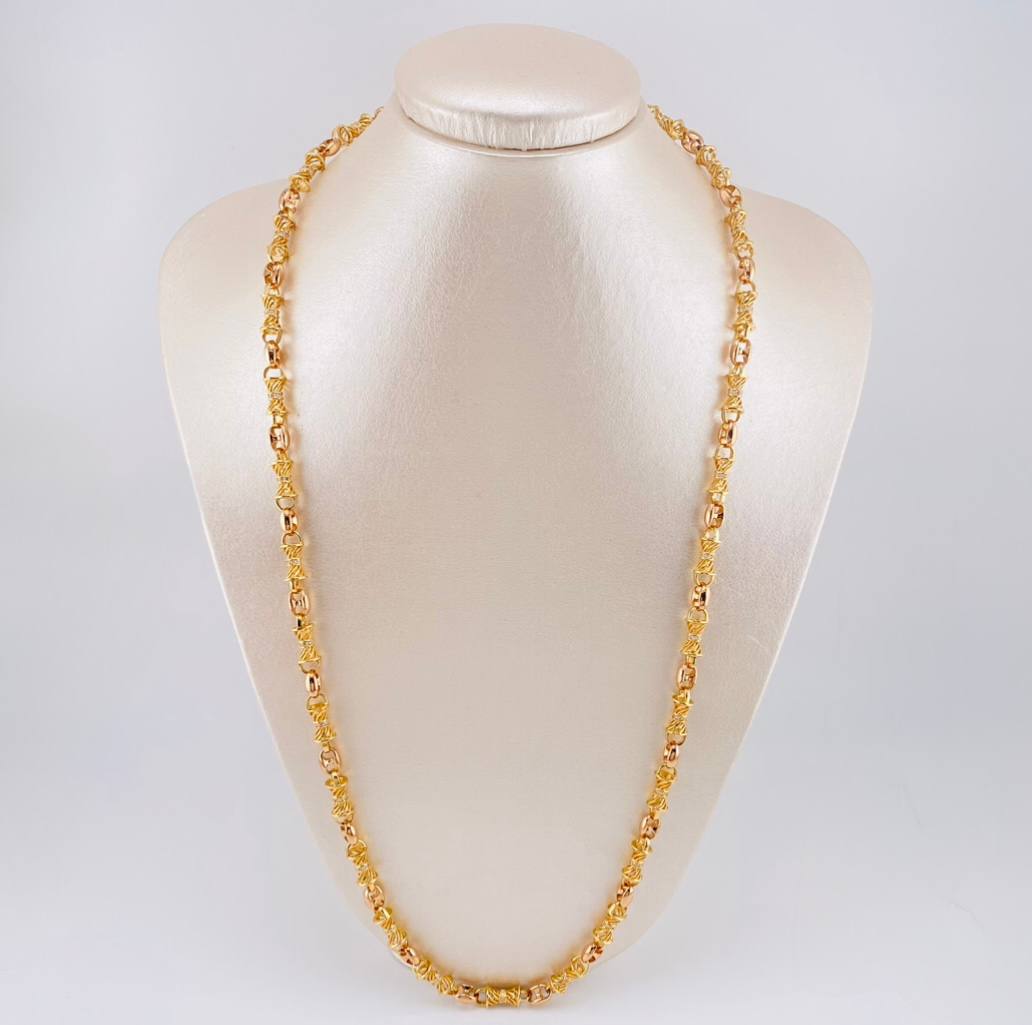 Cadena Rustica Gc 58.45 g / 25 1/2 in / 6.1 mm Dos Oros Amarillo Rosa 18K