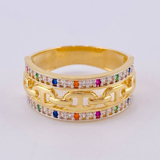 Anillo Gc Carril Doble 4.25 g / T7 Oro Amarillo 18K