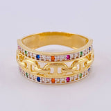 Anillo Gc Carril Doble 4.25 g / T7 Oro Amarillo 18K