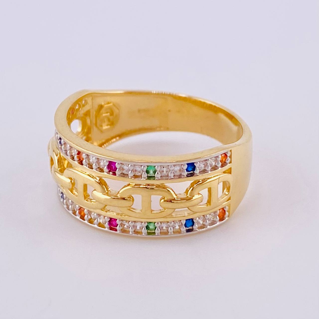 Anillo Gc Carril Doble 4.25 g / T7 Oro Amarillo 18K