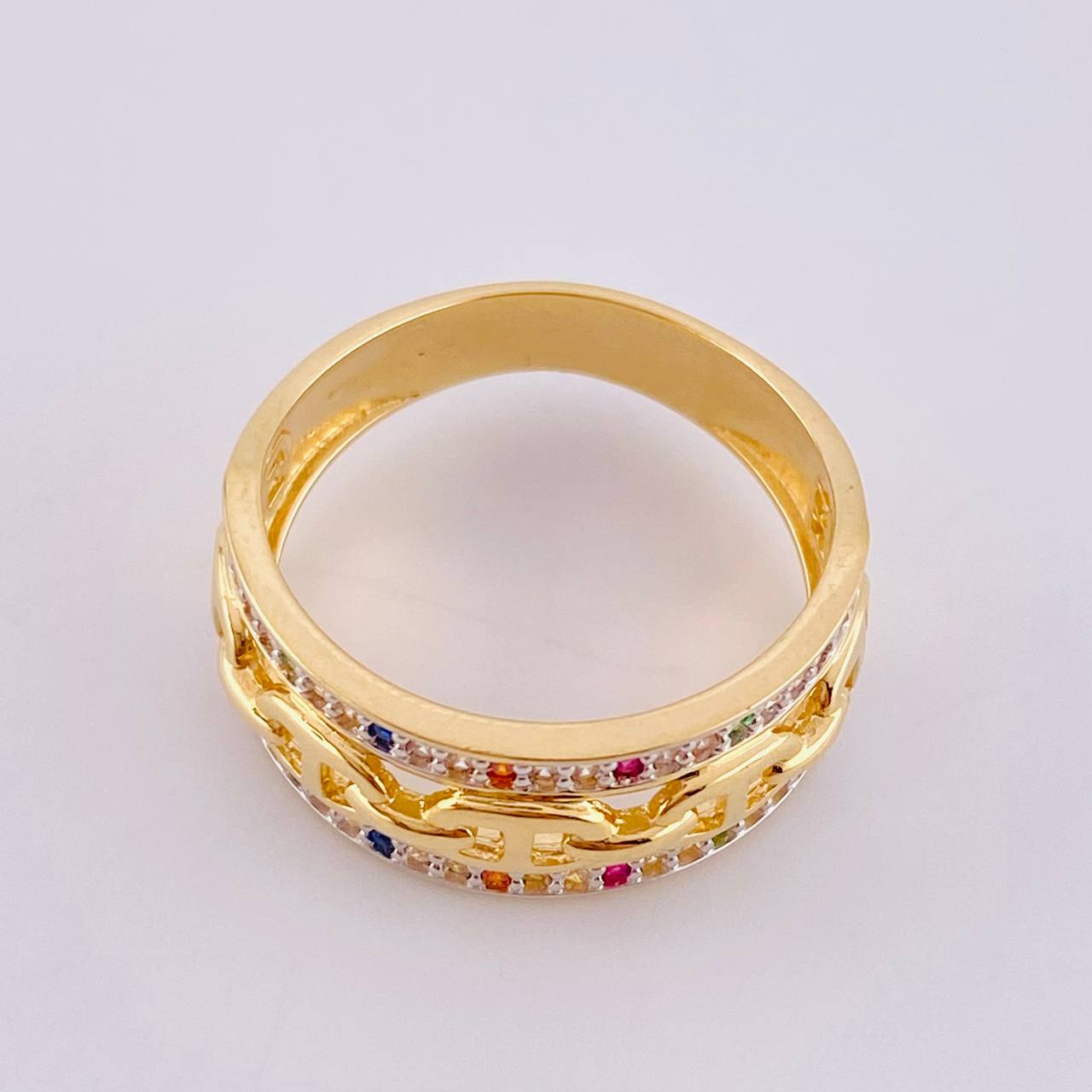 Anillo Gc Carril Doble 4.25 g / T7 Oro Amarillo 18K