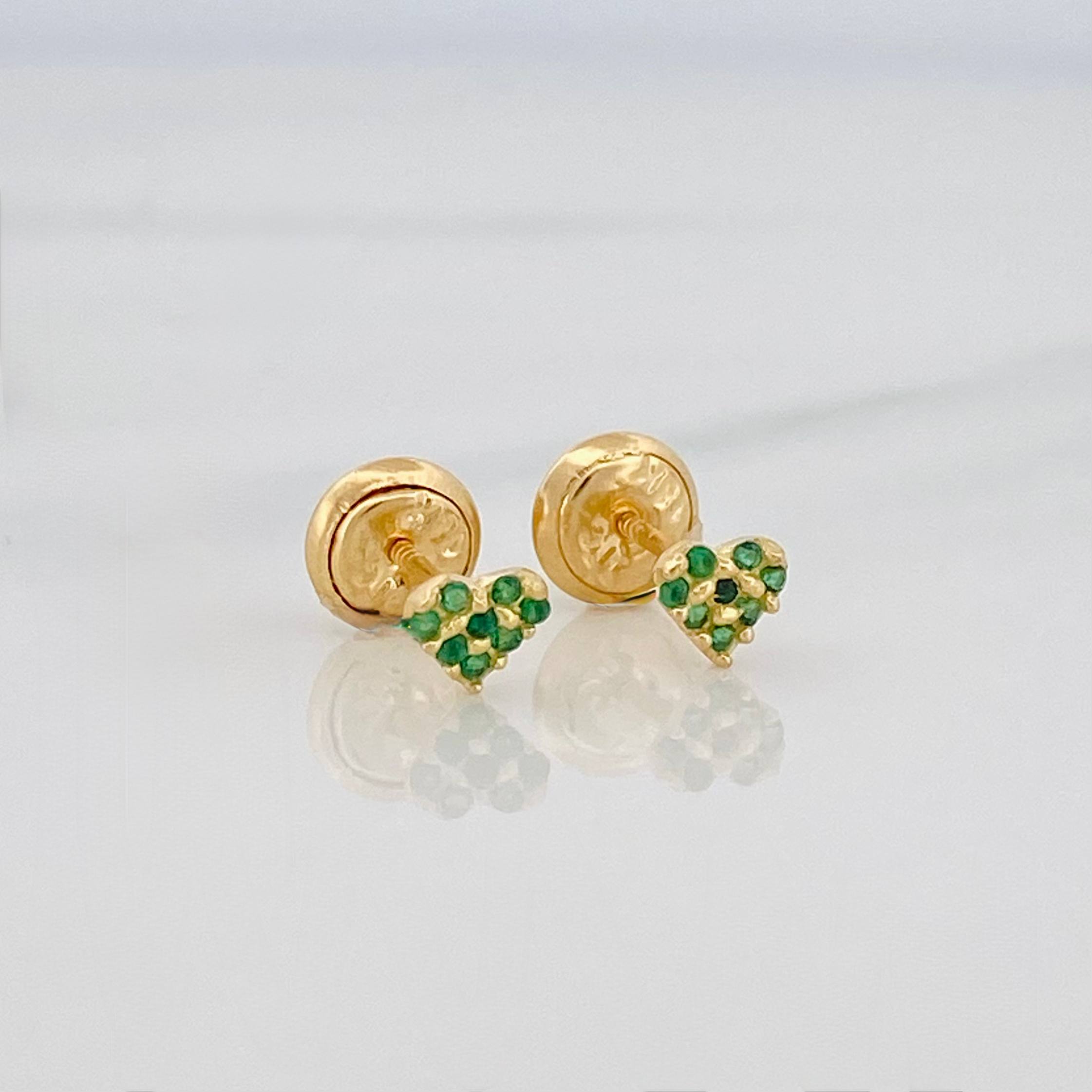 Stud Earrings Heart Dense 0.7 g / in / 4.6 mm Yellow Gold 18K