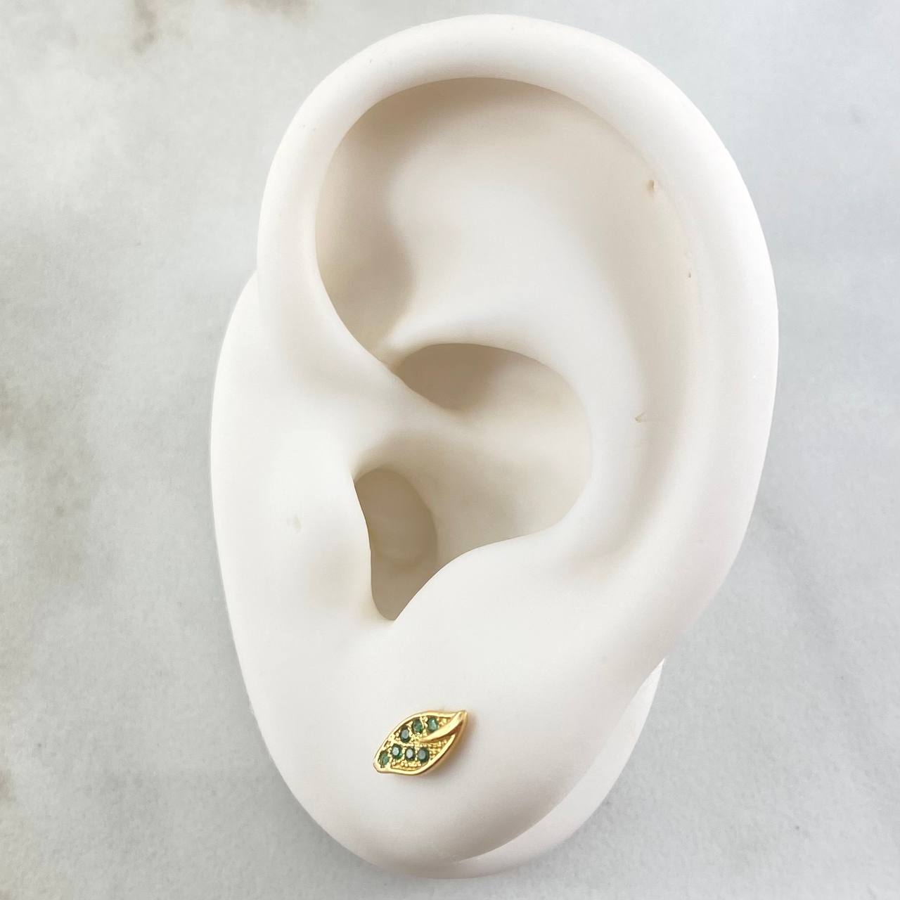 Stud Earrings Leaf 0.85gr / 18K Gold