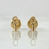 Stud Earrings Ankh Cross 0.6gr / 18K Gold