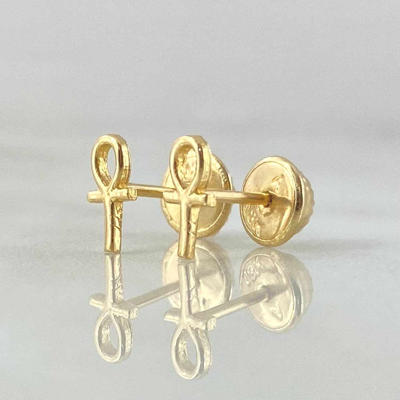 Stud Earrings Ankh Cross 0.6gr / 18K Gold