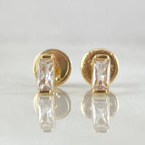 Rectangular Stone Stud Earrings 0.6gr / 18K Gold