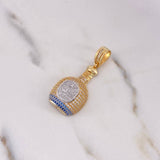 Pendant Don Julio Bottle 7.25gr / 4.2cm / White Blue Zircons Two Yellow White 18K Gold $