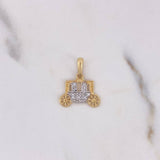 Pendant Carriage 1.3gr / 1.7cm / White Zirconia Two-tone Yellow White 18K #