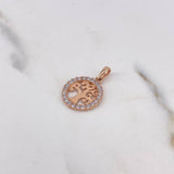 Dije Arbol De La Vida 1.5gr / 2.1cm / Circones Blancos Oro Rosa 18K #