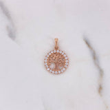 Dije Arbol De La Vida 1.5gr / 2.1cm / Circones Blancos Oro Rosa 18K #