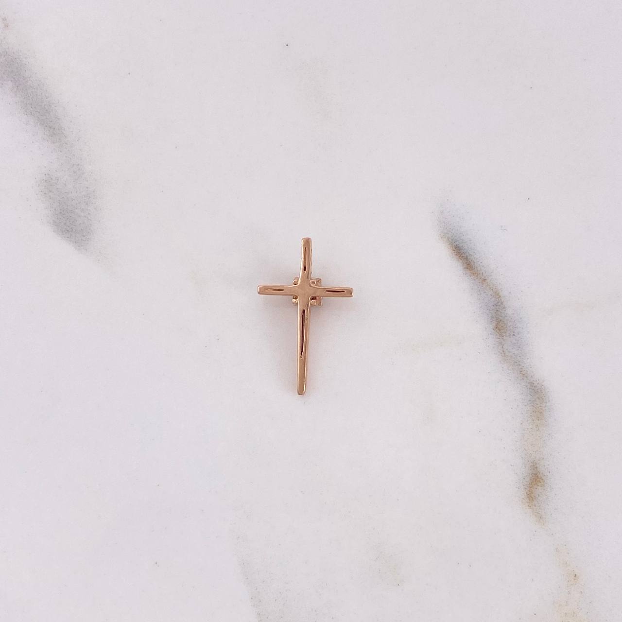 Pendant Cross 0.85gr / 1.8cm / White Zircons 18K Rose Gold #