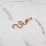 Pendant Snake 1.85gr / 3.8cm / White-Black-Orange Zircons 18K Yellow Gold &