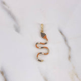 Pendant Snake 1.85gr / 3.8cm / White-Black-Orange Zircons 18K Yellow Gold &