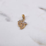 Pendant Feet 1.5gr / 2cm / White Zircons Two 18K Yellow White Gold #