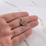 Pendant Feet 1.5gr / 2cm / White Zircons Two 18K Yellow White Gold #