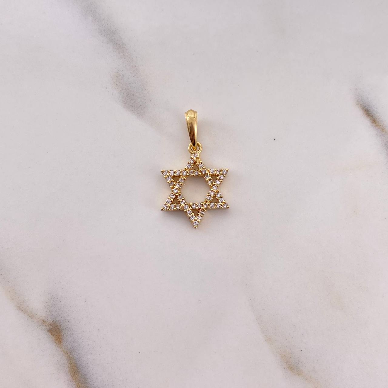 Pendant Star of David 1.55gr / 2.3cm / White Zircons 18K Yellow Gold &