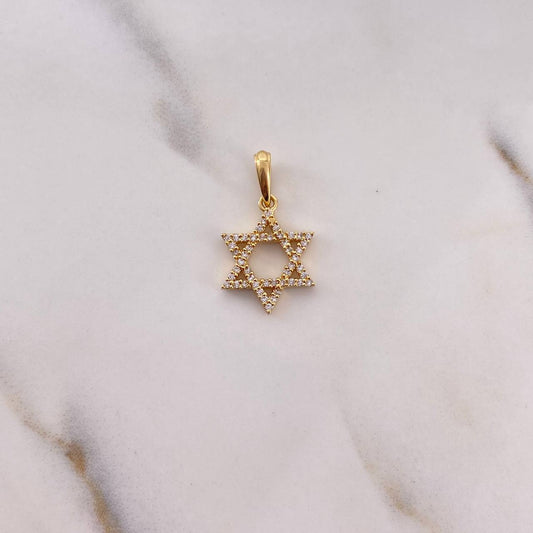Pendant Star of David 1.55gr / 2.3cm / White Zircons 18K Yellow Gold &