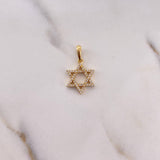 Pendant Star of David 1.55gr / 2.3cm / White Zircons 18K Yellow Gold &