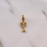Pendant Rackets 1.95gr / 2.4cm / Blue White Zircons 18K Yellow Gold #